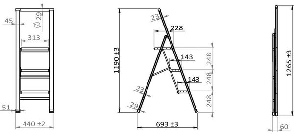 Gradini pieghevoli Scala, altezza 127 cm - Wenko