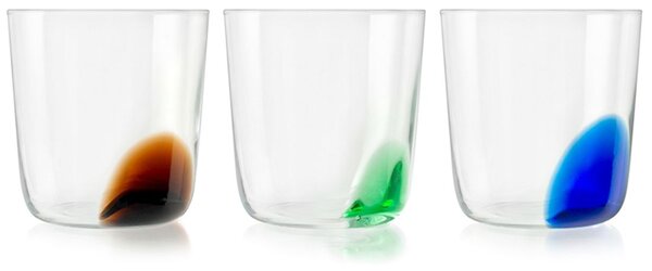 Set 3 bicchieri Poetry assortiti in vetro trasparente sfumato cl 39
