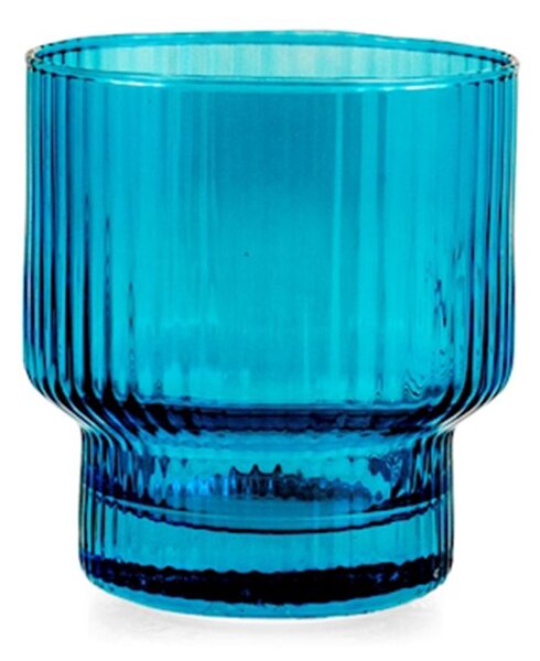 Set 6 bicchieri Bliss in vetro rigato colore blu cl 32