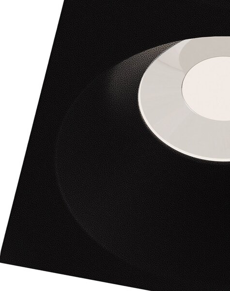 Faretto Da Incasso Moderno Zoom Quadrato Alluminio Nero 1 Luce