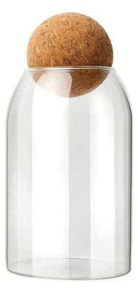Barattolo in vetro borosilicato trasparente con tappo in sughero cc 800