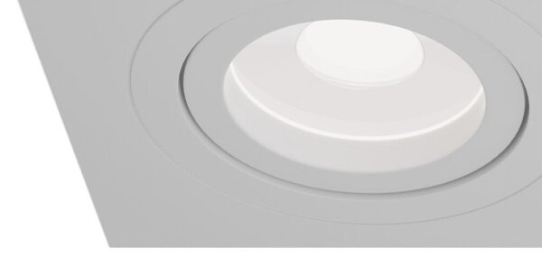 Doppio Faretto Da Incasso Moderno Atom Alluminio Bianco 2 Luci Diffusore Tessile