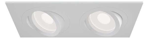 Doppio Faretto Da Incasso Moderno Atom Alluminio Bianco 2 Luci Diffusore Tessile