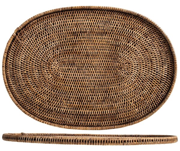 Tovaglietta sottopiatto in rattan naturale con bordo ovale cm 47x33