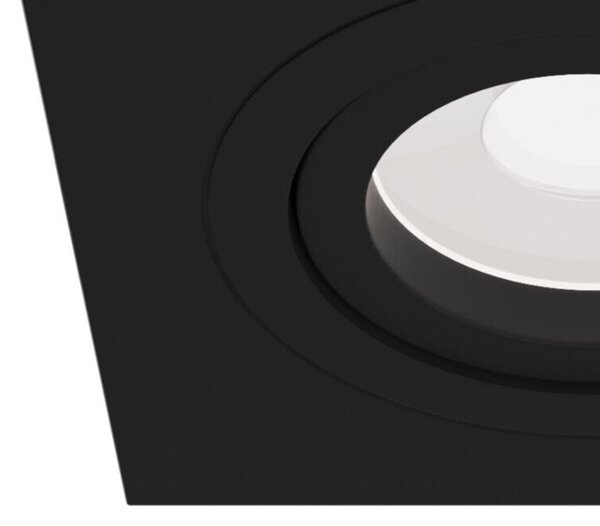 Faretto Da Incasso Moderno Atom Alluminio Nero 1 Luce Diffusore Tessile