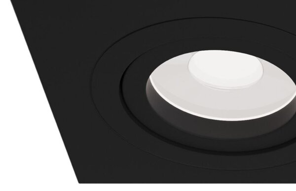 Doppio Faretto Da Incasso Moderno Atom Alluminio Nero 2 Luci Diffusore Tessile