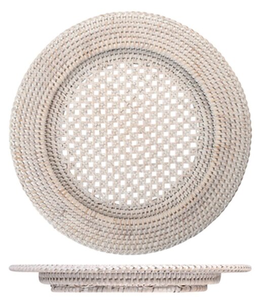 Sottopiatto in rattan sbiancato con ala tondo cm 32