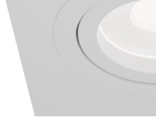 Faretto Da Incasso Moderno Atom Alluminio Bianco 1 Luce Diffusore Tessile