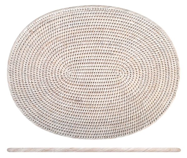 Tovaglietta sottopiatto in rattan sbiancato ovale cm 45x35