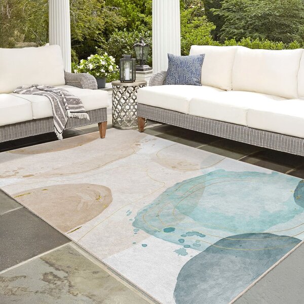 Tappeto color crema/turchese lavabile 80x150 cm Puddle – Mila Home