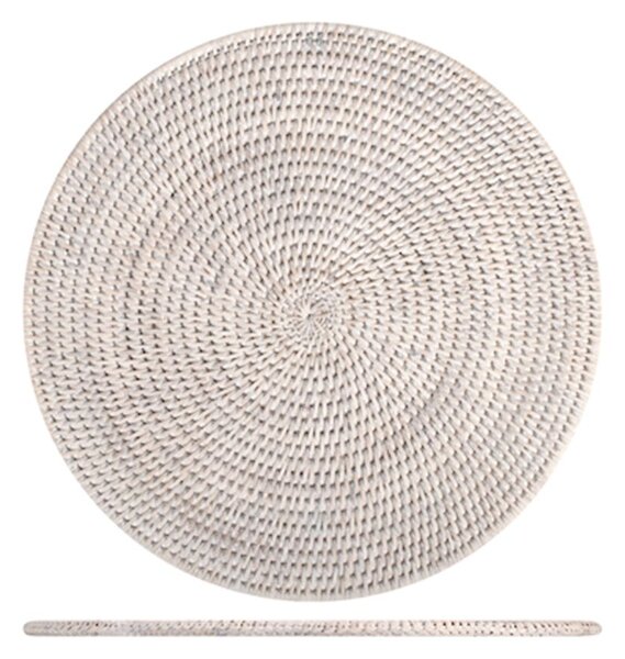 Tovaglietta sottopiatto in rattan sbiancato tonda cm 36