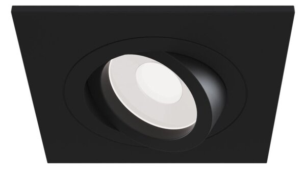 Faretto Da Incasso Moderno Atom Alluminio Nero 1 Luce Diffusore Tessile