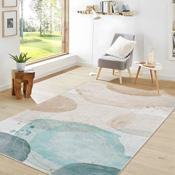 Tappeto color crema/turchese lavabile 80x150 cm Puddle – Mila Home