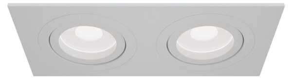 Doppio Faretto Da Incasso Moderno Atom Alluminio Bianco 2 Luci Diffusore Tessile