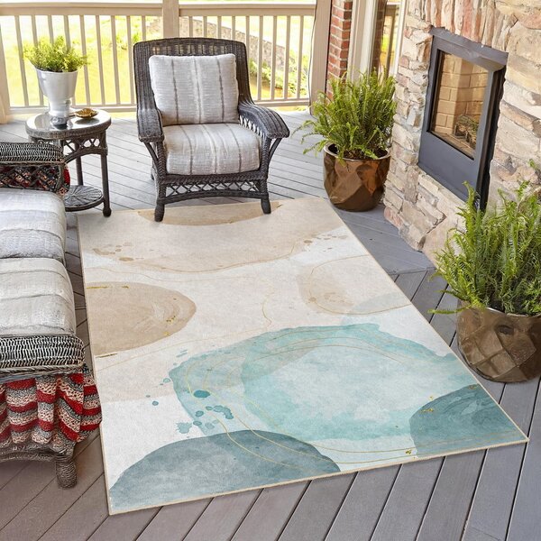 Tappeto color crema/turchese lavabile 80x150 cm Puddle – Mila Home