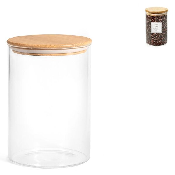 Barattolo in vetro borosilicato con tappo ermetico in bambù cc 800