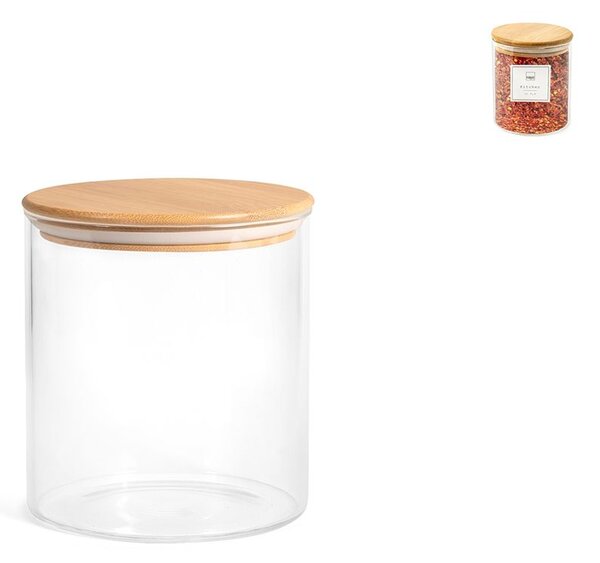 Barattolo in vetro borosilicato con tappo ermetico in bambù cc 600