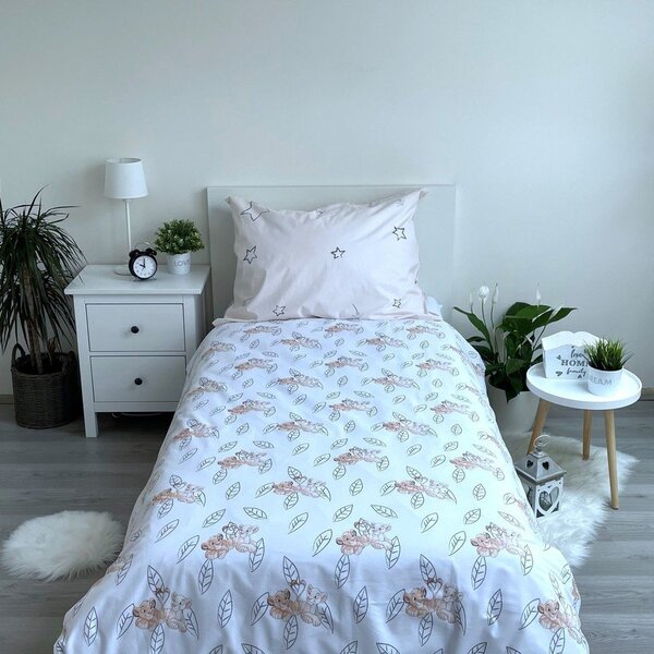 Biancheria da letto per bambini con effetto fosforescente giallo chiaro in cotone per letto singolo 140x200 cm Lion King "Best friends" – Jerry Fabrics
