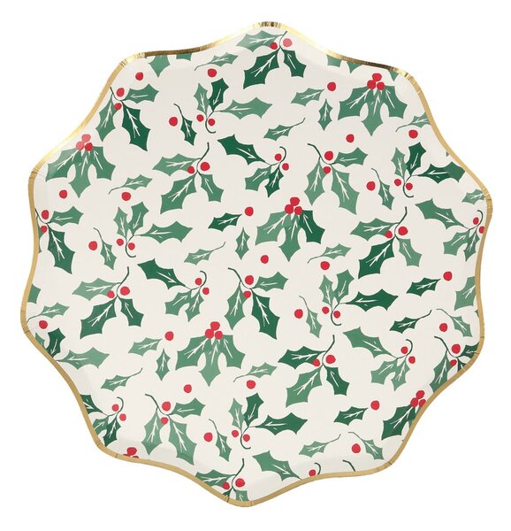 Vassoi di carta monouso in set da 8 Holly Pattern - Meri Meri