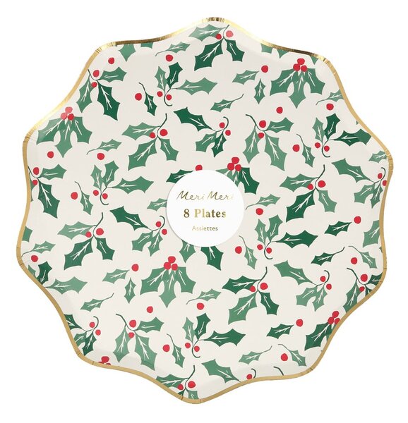 Vassoi di carta monouso in set da 8 Holly Pattern - Meri Meri