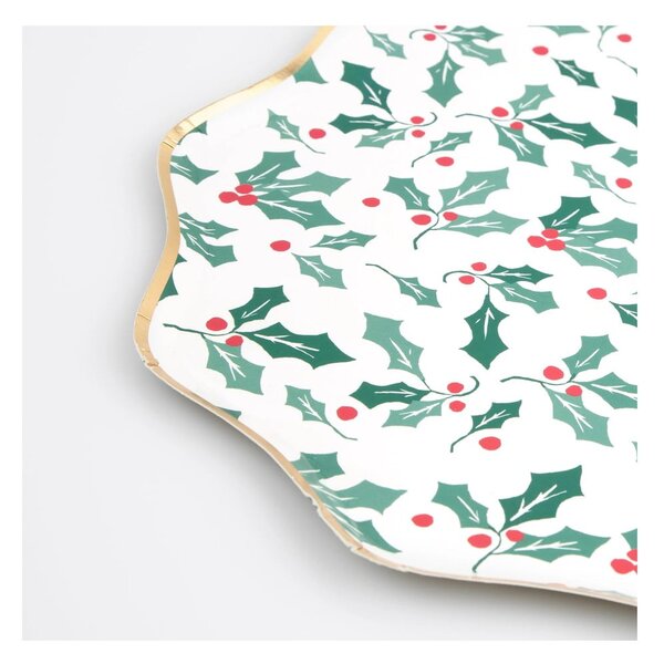 Vassoi di carta monouso in set da 8 Holly Pattern - Meri Meri