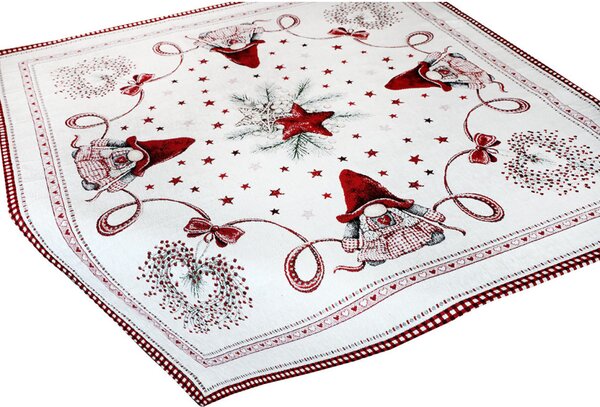 Tovaglia natalizia in ciniglia Elfo stella 90x90 cm Chenille IT036