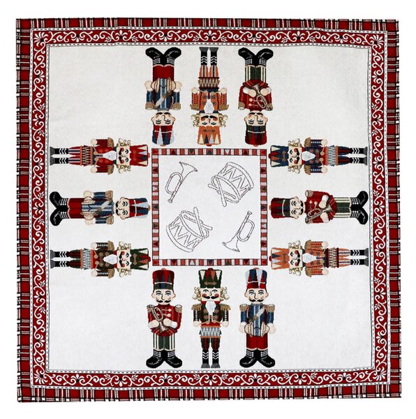 Tovaglia natalizia in ciniglia Schiaccianoci 90x90 cm Chenille IT035