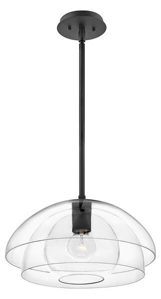 Sospensione Contemporanea Lotus Acciaio Nero Vetro 1 Luce E27