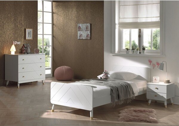 Letto per bambini bianco in legno di pino , 90 x 200 cm Billy - Vipack