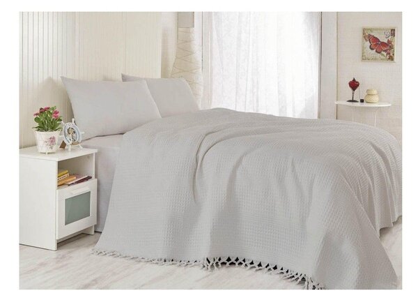 Copriletto beige in cotone 220x240 cm Pique – Mijolnir