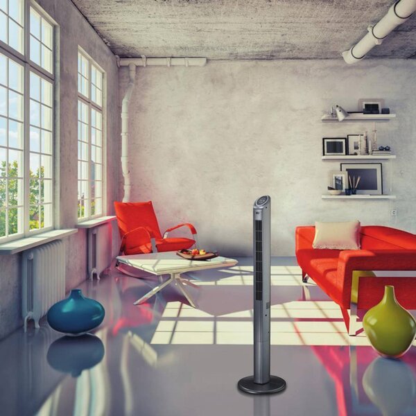 Westinghouse Ventilatore da pavimento Highland I + telecomando HIGHLAND, Alluminio / Grigio / Zincato, Soggiorno / Sala da pranzo, Plastica, Moderno