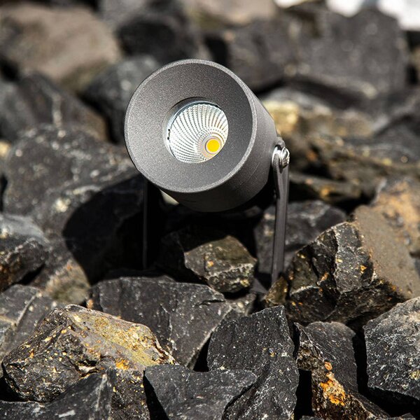 EVN Merlo Faretto da giardino a LED con picchetto terra, 3.000K, 10W, Nero, Alluminio, Moderno