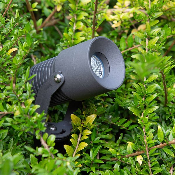 EVN Merlo Faretto da giardino a LED con picchetto terra, 3.000K, 10W, Nero, Alluminio, Moderno