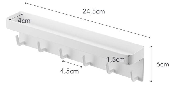 Portachiavi a parete bianco con ripiano Smart - YAMAZAKI