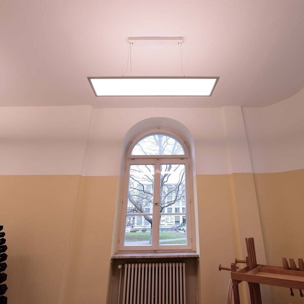 Deko-Light LED sospensione 3422, angolare, dip-switch, bianco dimmerabile, Bianco / Opale, Studio / Ufficio, Alluminio, Moderno