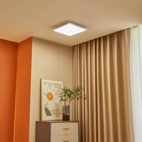 Pannello LED Lamin Lindby, dimmerabile, Bianco / Opale, Soggiorno / Sala da pranzo, Moderno, Plafoniera LED