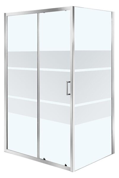Porta doccia scorrevole Zesk 120 cm, H 190 cm in vetro, spessore 6 mm serigrafato cromato