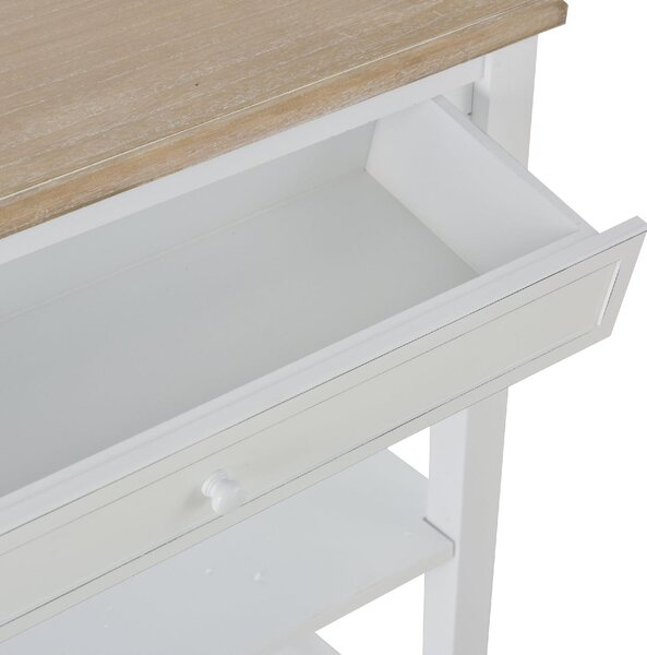 DecHome Consolle Ingresso Design Moderno con Cassetto e 2 Mensole Dimensioni 75,6x27,5x80,5 colore Bianco/Legno