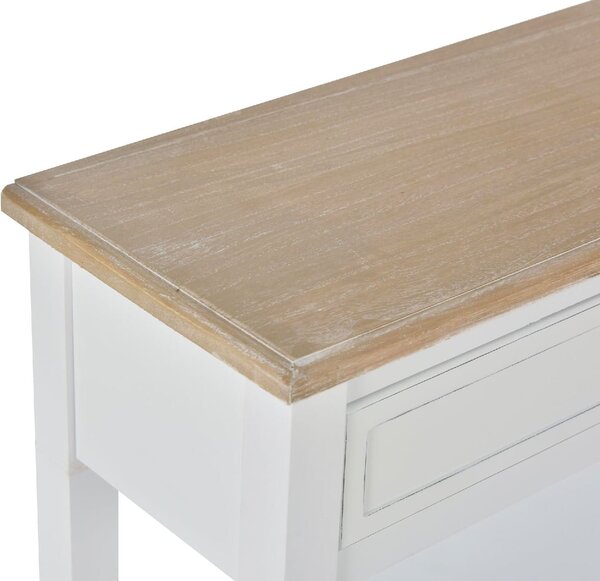 DecHome Consolle Ingresso Design Moderno con Cassetto e 2 Mensole Dimensioni 75,6x27,5x80,5 colore Bianco/Legno