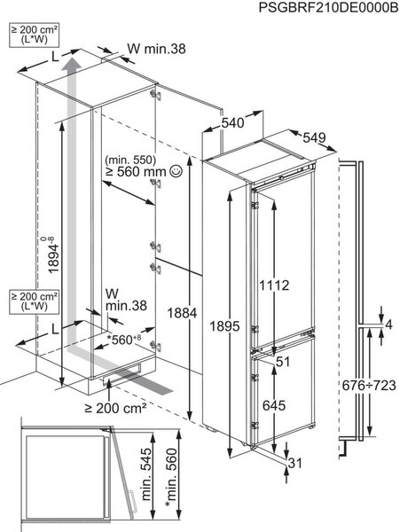 Aeg Frigorifero da Incasso Combinato Capacit 207 Litri Classe energetica E Raffreddamento No Frost colore Bianco - NSC7C191ES Series 7000