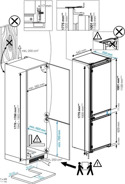 Beko Frigorifero da Incasso Combinato Capacit 194 Litri Classe energetica E Raffreddamento No Frost colore Bianco - B3BCNA294HS