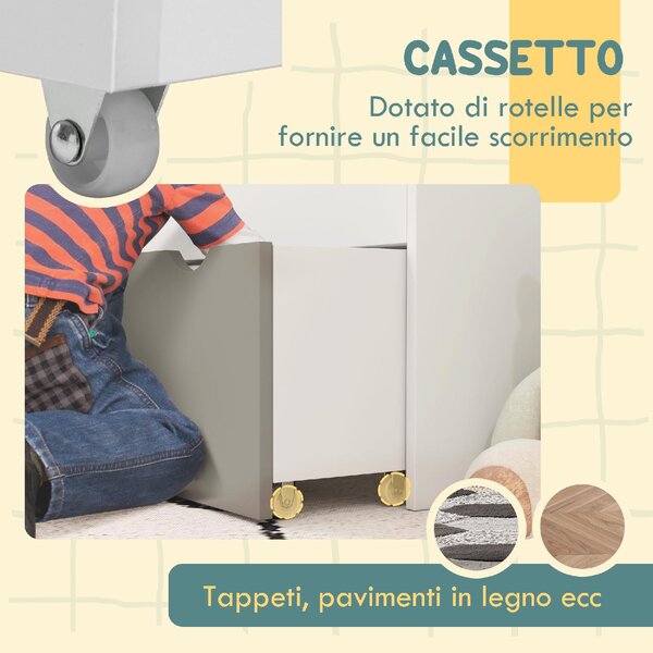 DecHome Libreria per Bambini 3-8 Anni a 3 Ripiani con Cassetto Inferiore in MDF 62.5x30x70 cm colore Grigio
