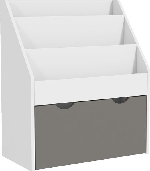 DecHome Libreria per Bambini 3-8 Anni a 3 Ripiani con Cassetto Inferiore in MDF 62.5x30x70 cm colore Grigio