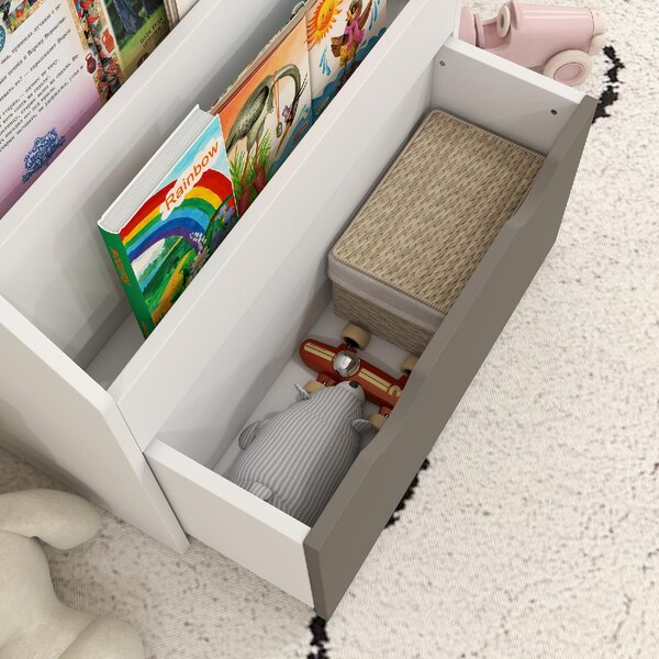 DecHome Libreria per Bambini 3-8 Anni a 3 Ripiani con Cassetto Inferiore in MDF 62.5x30x70 cm colore Grigio