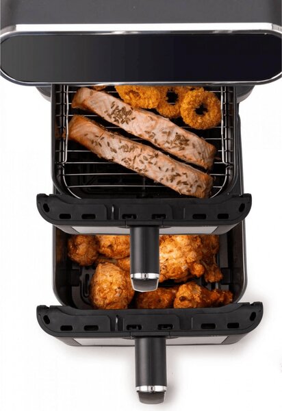 Ariete OUTLET - Friggitrice ad Aria Doppio Cestello Verticale Capacit 11 Litri Potenza 2460 Watt con Timer e Ciotola Antiaderente colore Nero - 00