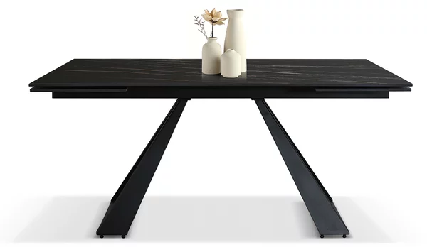 Tavolo allungabile in ceramica <b> Adriano </b> da 160 a 240 con gambe U nere