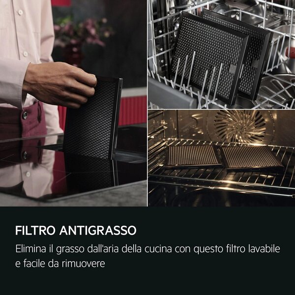 Aeg Piano Cottura a Induzione con Cappa Integrata Filtrante 4 Fuochi Larghezza 80 cm in Vetroceramica colore Nero - NCH84C23CB