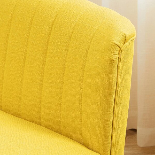 DecHome Divano 2 Posti Contemporaneo Luxury in Tessuto Effetto Lino Dimensioni 117x56.5x77 cm colore Giallo