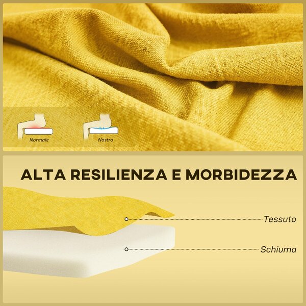 DecHome Divano 2 Posti Contemporaneo Luxury in Tessuto Effetto Lino Dimensioni 117x56.5x77 cm colore Giallo