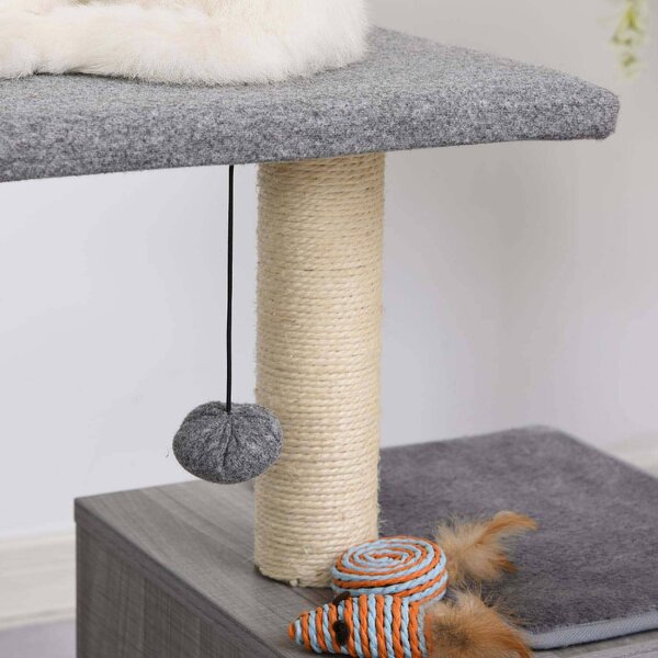 AllMyPets Tiragraffi per Gatti Centro-attivit Cuccia cuscino rimovibile in peluche legno grigio - D30D58